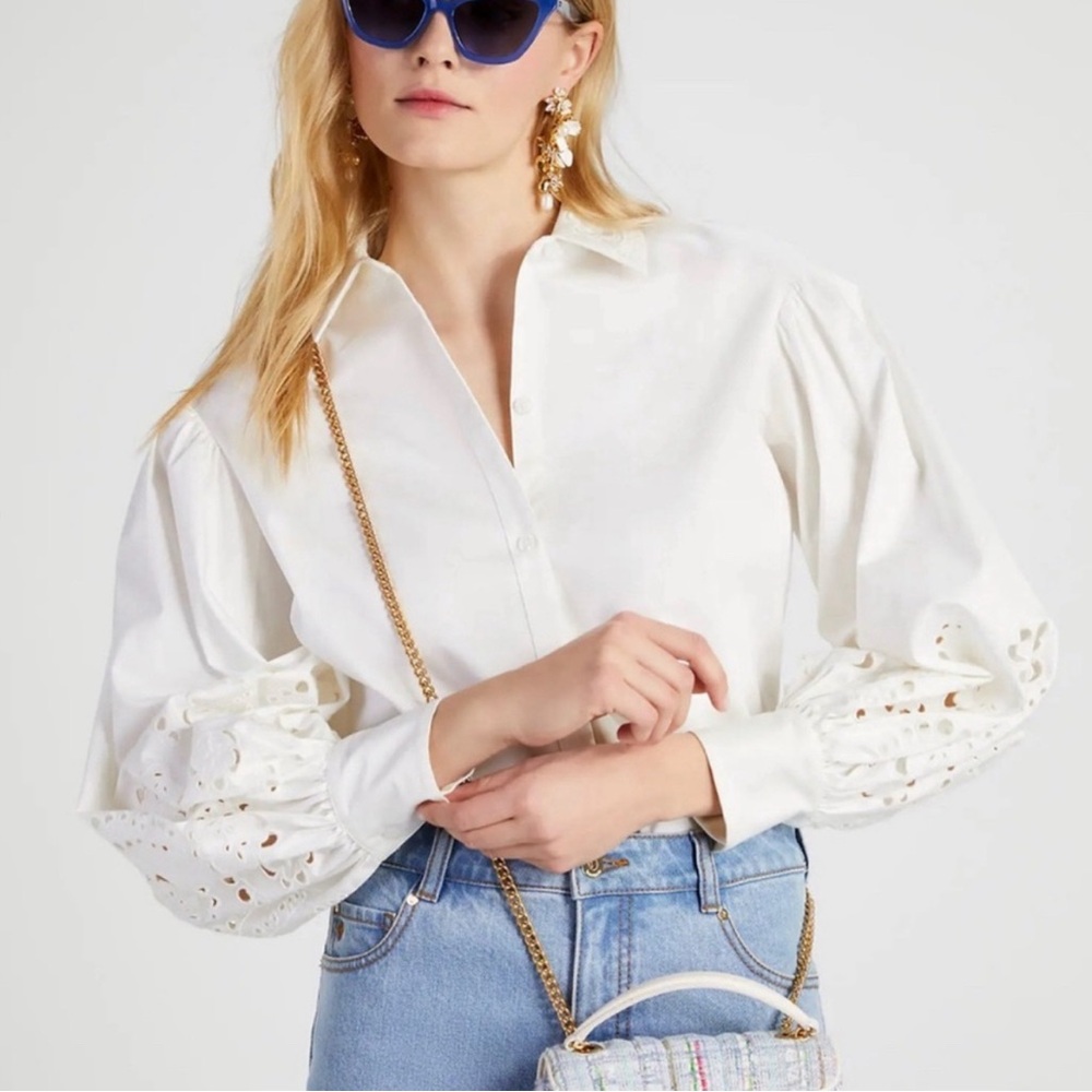 Kate Spade Eyelet Button Up Top Size 4